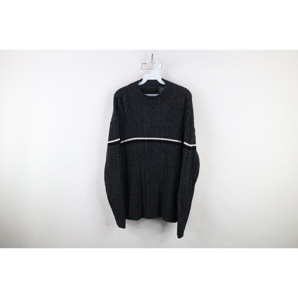 Vintage 90s Streetwear Mens Size XL Striped Ribbed Knit Mock Neck Sweater
